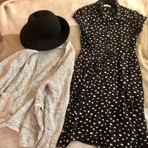 Wayf black and white midi polka dot dress